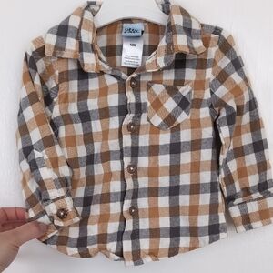 Plaid Kids Shirt - Brown and White